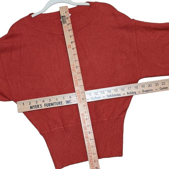 MOTH Anthropologie burnt orange balloon sleeve cabin crewneck pull over sweater - Picture 3 of 7